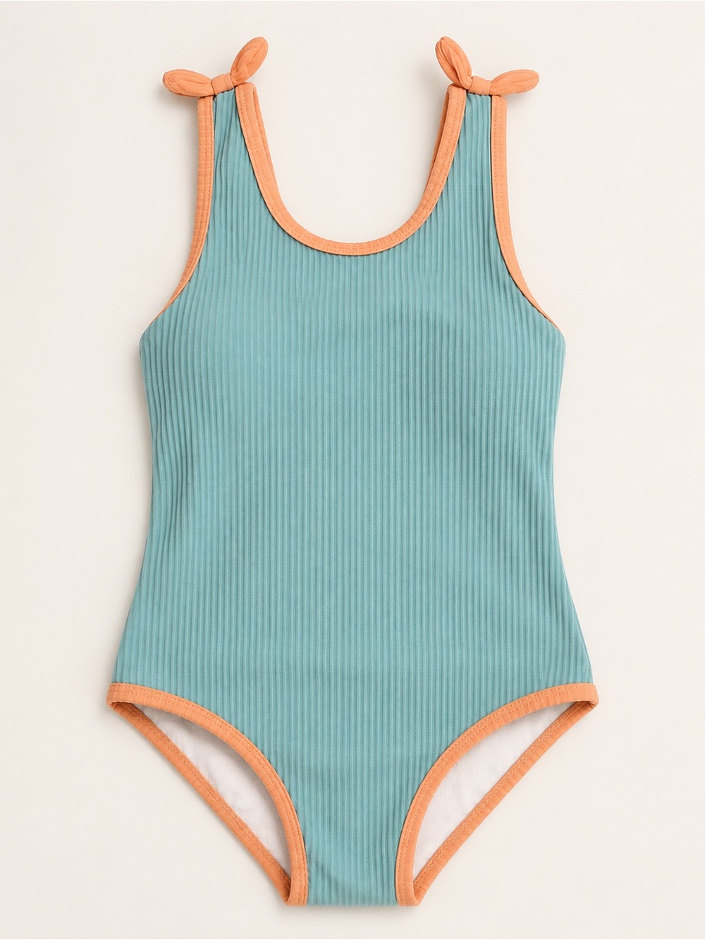 5T Girls Swimsuit Bundle: Ribbed One-Piece Swimsuit in Teal and Disney Moana one